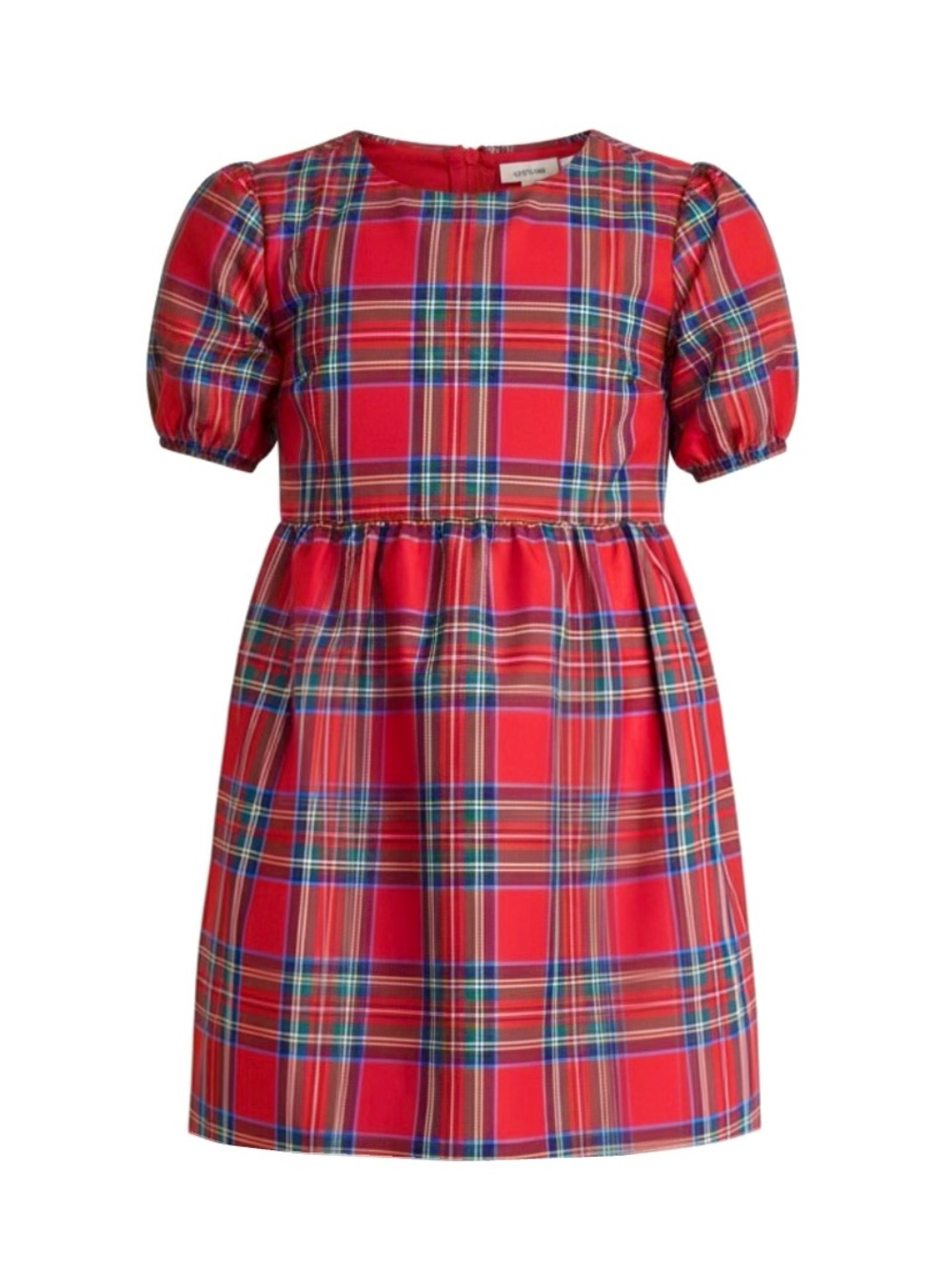Vineyard Vines Taffeta Puff Sleeve Tartan Dress